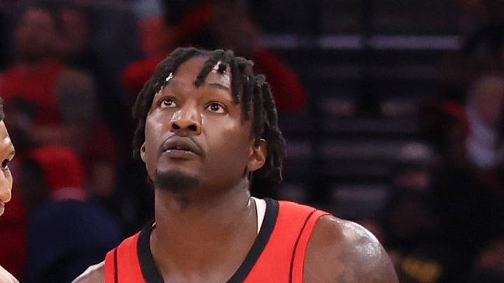 Houston Rockets forward Jabari Smith Jr. (10) talks with forward Dorian Finney-Smith (2) during the third quarter against the Los Angeles Lakers at Toyota Center on Mar 16, 2026.