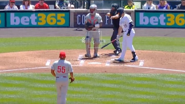 Philadelphia Phillies SP Ranger Suarez strikes out Colorado Rockies DH Hunter Goodman Philadelphia Phillies SP Ranger Suarez strikes out Colorado Rockies DH Hunter Goodman