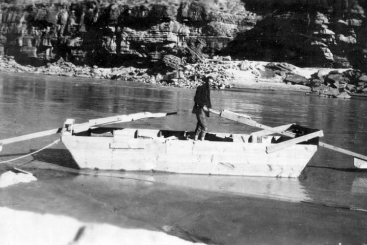 The Hydes' homemade scow as found by searchers.