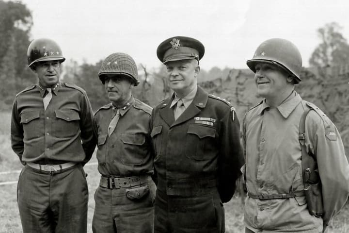 Dwight Eisenhower and colleagues during Operation Overlord