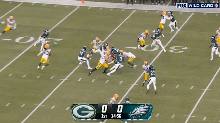 The Eagles scored a touchdown a few plays after this fumble. The Eagles scored a touchdown a few plays after this fumble.