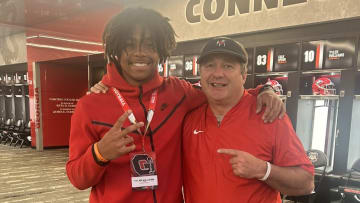 Tyler Williams with coach Kirby Smart on his Georgia Bulldogs visit