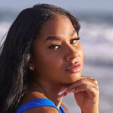 Jordan Chiles was photographed by Ben Horton at The Boca Raton. Swimsuit by Andi Bagus.