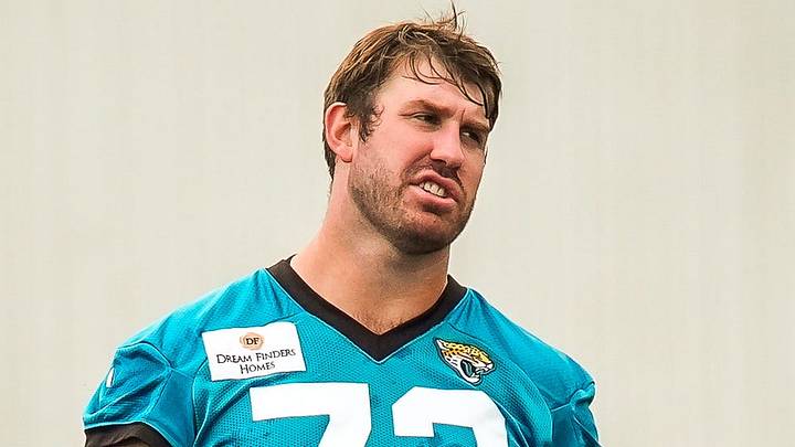 Jacksonville Jaguars offensive tackle Walker Little (72) talks with teammate Jacksonville Jaguars guard Ezra Cleveland (76) during the second day of minicamp at the Miller Electric Center, Wednesday, June 10, 2026, in Jacksonville. [Doug Engle/Florida Times-Union]