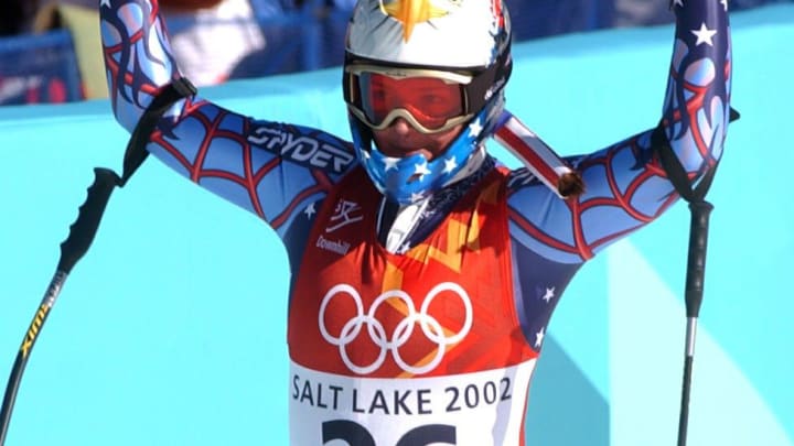 Street salutes her fans as she finishes the Women's Downhill Final at the 2002 Olympics in Salt Lake City. She retired from international competition after the event.

Xxx D04 Picabo 13 S Fea Ut