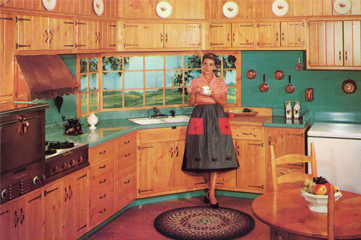 Woman in Pine Kitchen