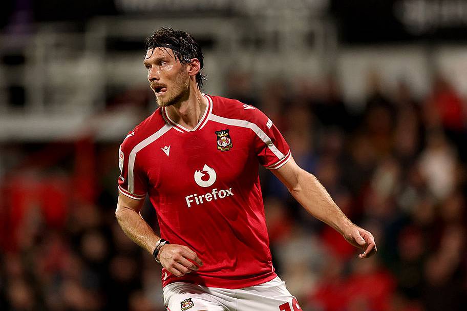 Kieffer Moore of Wrexham during the Sky Bet Championship 2026/27 match between Wrexham and Burnley