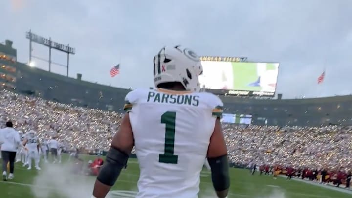 Micah Parsons took in the sights and sounds of Green Bay at night.