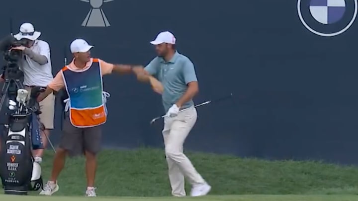 Scottie Scheffler's chip in on the 17th hole Sunday at the BMW Championship left everyone in awe. Scottie Scheffler's chip in on the 17th hole Sunday at the BMW Championship left everyone in awe.