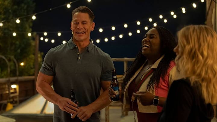 John Cena, Danielle Brooks, Jennifer Holland in Peacemaker season 2. Photograph by Erin Sintoes/HBO Max