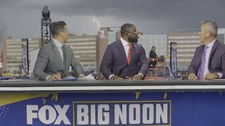 Lightning strikes in Morgantown during FOX’s Big Noon Kickoff.