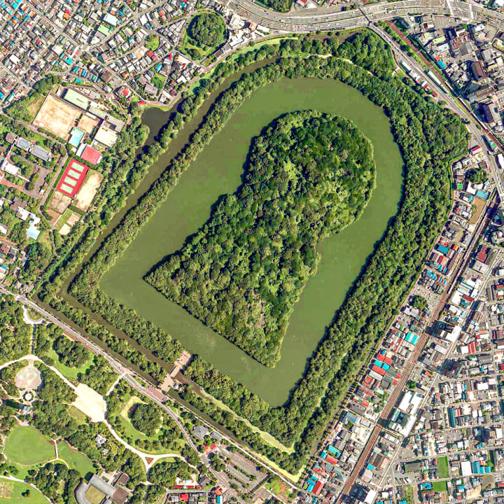 An aerial view of Daisen Kofun