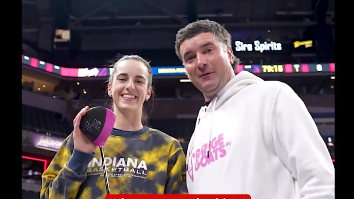 Bubba Watson and Caitlin Clark meet before Indiana Fever game.