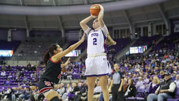 Madison Conner (2) puts up a jump shot against Utah in the Schollmaier Arena. 
