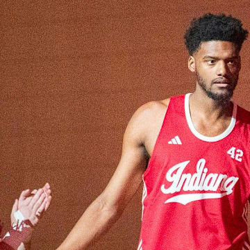 Indiana's Dallas James is introduced during Hoosier Hysteria on Friday, Oct. 18, 2024, at Simon Skjodt Assembly Hall.