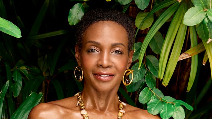 Roshumba Williams was photographed by Yu Tsai in Jamaica. Swimsuit by Johanna Ortiz. Earrings by Ben-Amun. Necklace by Presley Oldham. Roshumba Williams was photographed by Yu Tsai in Jamaica. Swimsuit by Johanna Ortiz. Earrings by Ben-Amun. Necklace by Presley Oldham.