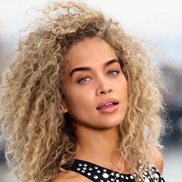Jasmine Sanders was photographed by Derek Kettela in Zurich, Switzerland. Top and swimsuit by Jaded London. 