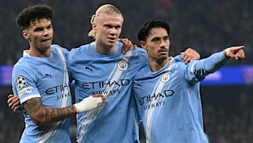 Erling Haaland (middle) scored against old side Borussia Dortmund. 