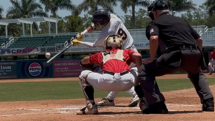 Nico Sabatino leads off first inning with double that jump-started St. Thomas Aquinas' lopsided 15-0 win against Bloomingdale in the Class 6A state semifinals.