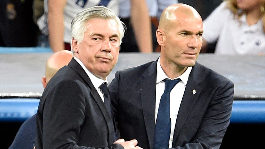 Carlo Ancelotti (left) and Zinedine Zidane.