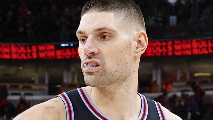 Jan 14, 2026; Chicago, Illinois, USA; Chicago Bulls center Nikola Vucevic (9) celebrates teams win against the Utah Jazz at United Center. Mandatory Credit: Kamil Krzaczynski-Imagn Images