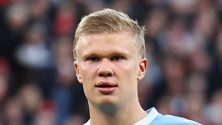 Erling Haaland reacts for Manchester City