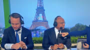 Peyton Manning joined Mike Tirico and Kelly Clarkson on NBC's Olympics Opening Ceremony broadcast in Paris. 