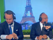 Peyton Manning joined Mike Tirico and Kelly Clarkson on NBC's Olympics Opening Ceremony broadcast in Paris. 