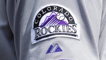 Colorado Rockies logo on a player's jersey