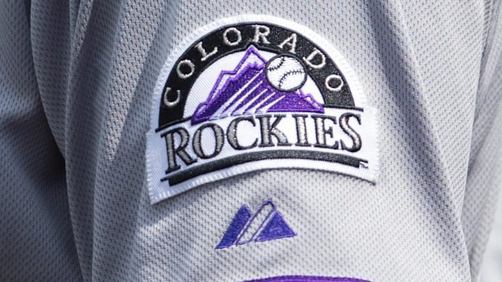 Colorado Rockies logo on a player's jersey