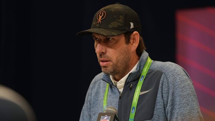 Indianapolis Colts head coach Shane Steichen speaks to the media during the 2025 NFL draft.