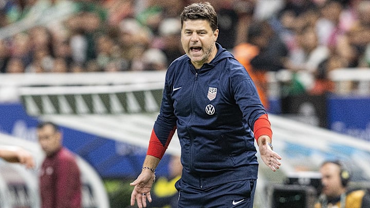 USA head coach Mauricio Pochettino during their 2-0 loss to Mexico at Estadio Akron. Mandatory Credit: Erich Schlegel-Imagn Images