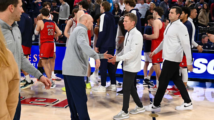 Randy Bennett (left) and Saint Mary's will see Mark Few (right) and Gonzaga twice during the 2025-26 regular season
