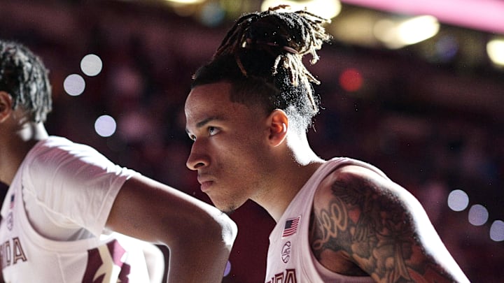 Jan 20, 2024; Tallahassee, Florida, USA; Florida State Seminoles forward De'Ante Green (5) Jan 20, 2024; Tallahassee, Florida, USA; Florida State Seminoles forward De'Ante Green (5)