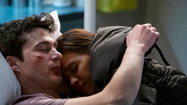 RESIDENT ALIEN -- "Best of Enemies" Episode 215 -- Pictured: (l-r) Levi Fiehler as Mayor Ben Hawthorne, Meredith Garretson as Kate Hawthorne -- (Photo by: James Dittger/SYFY)