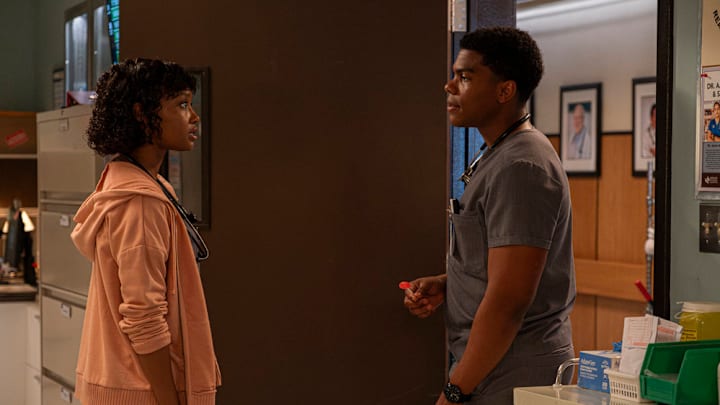BRILLIANT MINDS -- "The Other Woman" Episode 111 -- Pictured: (l-r) Ashleigh LaThrop as Dr. Ericka Kinney, Spence Moore II as Dr. Jacob Nash