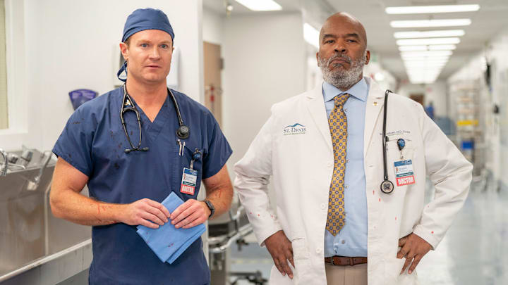 ST. DENIS MEDICAL -- "Pilot" -- Pictured: (l-r) Josh Lawson as Dr. Bruce, David Alan Grier as Dr. Ron -- (Photo by: Ron Batzdorff/NBC)