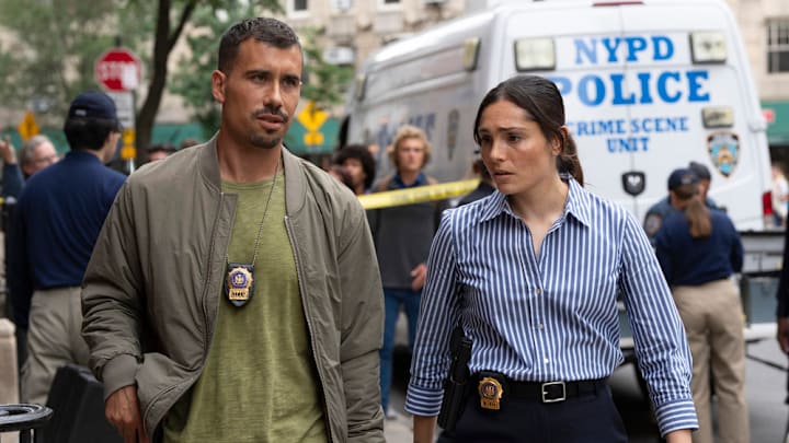 LAW & ORDER: SPECIAL VICTIMS UNIT -- "Fractured" Episode 26001 -- Pictured: (l-r) Octavio Pisano as Det. Joe Velasco, Juliana Aidén Martinez as Det. Kate Silva -- (Photo by: Virginia Sherwood/NBC)