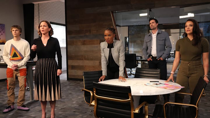 FOUND -- "Missing While a Family" Episode 221 -- Pictured: (l-r) Parker Daniel Queenan as Jamie, Kelli Williams as Margaret, Shanola Hampton as Gabi Mosely, Brett Dalton as Detective Mark Trent, Gabrielle Walsh as Lacey -- (Photo by: Matt Miller/NBC)