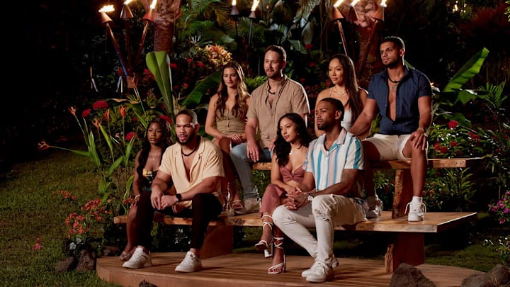 TEMPTATION ISLAND -- “Same “Island, New Twists” Episode 501 -- Pictured in this screengrab: (l-r) Leonila "Paris" Pedro, Nzubechukwu "Great" Ezihie, Kaitlin Tufts, Hall Toledano, Marisela Figueroa, Christopher Wells, Vanessa Valente, Roberto Maldonado -- (Photo by: USA Network)
