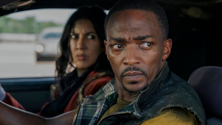 TWISTED METAL -- "R04DK11" Episode 109 -- Pictured: (l-r) Stephanie Beatriz as Quiet, Anthony Mackie as John Doe 