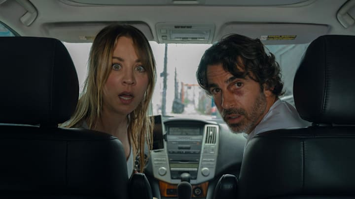 Kaley Cuoco as Ava Bartlett and Chris Messina as Nathan Bartlett in Based on a True Story season 2