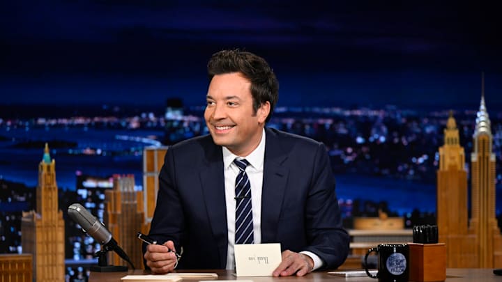 THE TONIGHT SHOW STARRING JIMMY FALLON -- Episode 2210 -- Pictured: Host Jimmy Fallon during Thank You Notes on Thursday, November 6, 2025 -- (Photo by: Todd Owyoung/NBC)