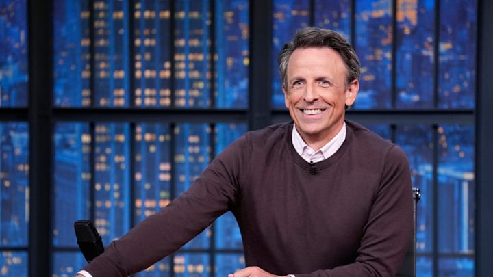 LATE NIGHT WITH SETH MEYERS -- Episode 1688 -- Pictured: Host Seth Meyers during the monologue on August 11, 2025 -- (Photo by: Lloyd Bishop/NBC) LATE NIGHT WITH SETH MEYERS -- Episode 1688 -- Pictured: Host Seth Meyers during the monologue on August 11, 2025 -- (Photo by: Lloyd Bishop/NBC)
