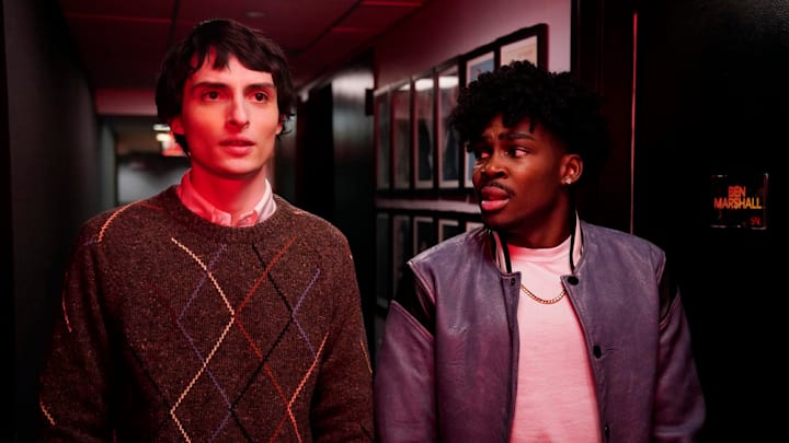 SATURDAY NIGHT LIVE -- Episode 1894 -- Pictured: (l-r) Host Finn Wolfhard and Kam Patterson during promos on Tuesday, January 13 -- (Photo by: Rosalind O'Connor/NBC)