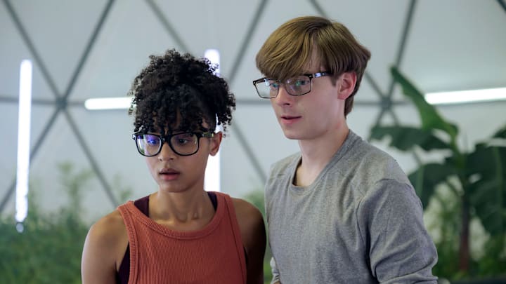 THE ARK -- “Everybody Wins” Episode 112 -- Pictured: (l-r) Stacey Michelle Read as Alicia Nevins, Ryan Adams as Angus Medford -- (Photo by: Aleksandar Letic/Ark TV Holdings, Inc./SYFY)