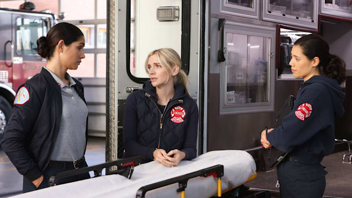 CHICAGO FIRE -- "Barely Gone" Episode 12001 -- Pictured: (l-r) Miranda Rae Mayo as Stella Kidd, Kara Killmer as Sylvie Brett, Hanako Greensmith as Violet Mikami -- (Photo by: Adrian S Burrows Sr/NBC)