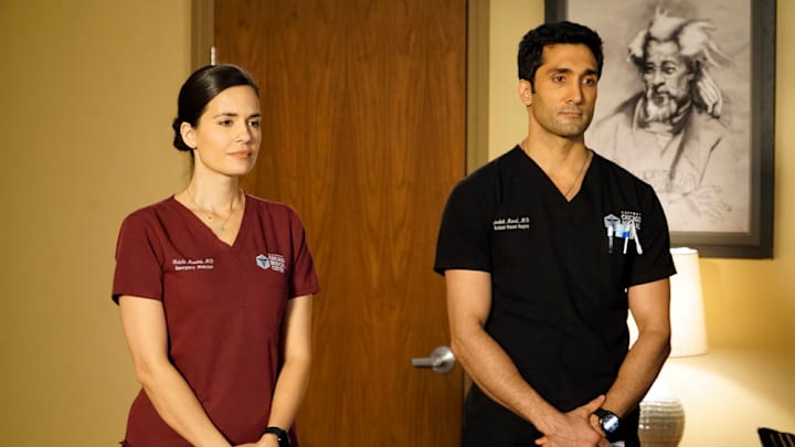 CHICAGO MED -- "In Search of Forgiveness, Not Permission" Episode 604 -- Pictured: (l-r) Torrey DeVitto as Natalie Manning, Dominic Rains as Crockett Marcel -- (Photo by Elizabeth/NBC)