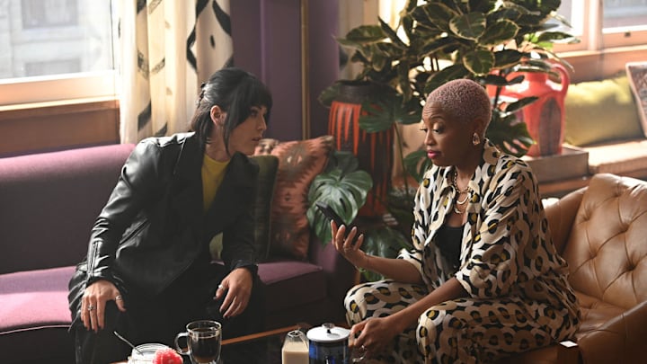 THE IRRATIONAL -- "Conversation Games" Episode 215 -- Pictured: (l-r) Sandra Shapiro as Angelique, Travina Springer as Kylie -- (Photo by: Sergei Bachlakov/NBC)