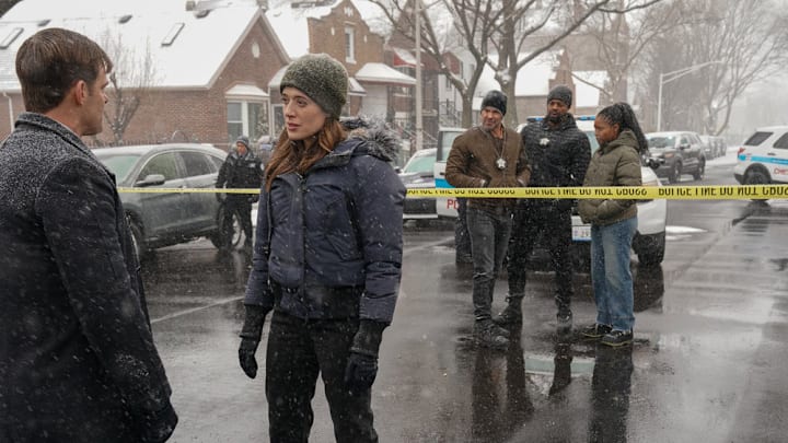 CHICAGO P.D. -- "Demons" Episode 12018 -- Pictured: (l-r) Marina Squerciati as Officer Kim Burgess, Patrick John Flueger as Officer Adam Ruzek, LaRoyce Hawkins as Officer Kevin Atwater, Toya Turner as Kiana Cook -- (Photo by: Elizabeth Sisson/NBC)